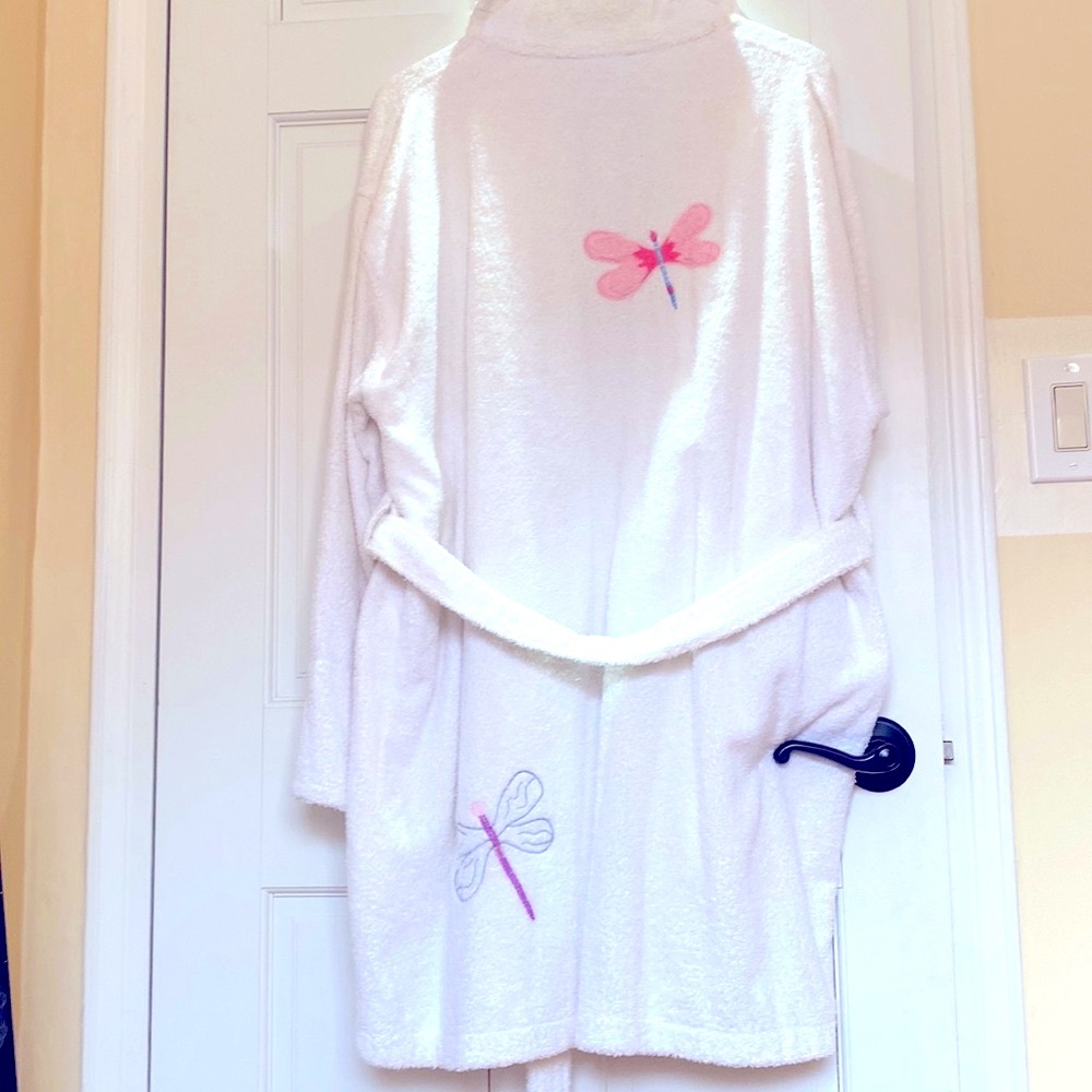 Bathrobe featuring Dragonfly Embroidery, M/L - 100% Turkish Cotton